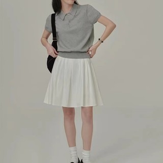 ZHELIHANGFEI Áo polo Dệt Kim Tay Ngắn Kiểu Vintage Thiết Kế Đơn Giản Cho Nữ