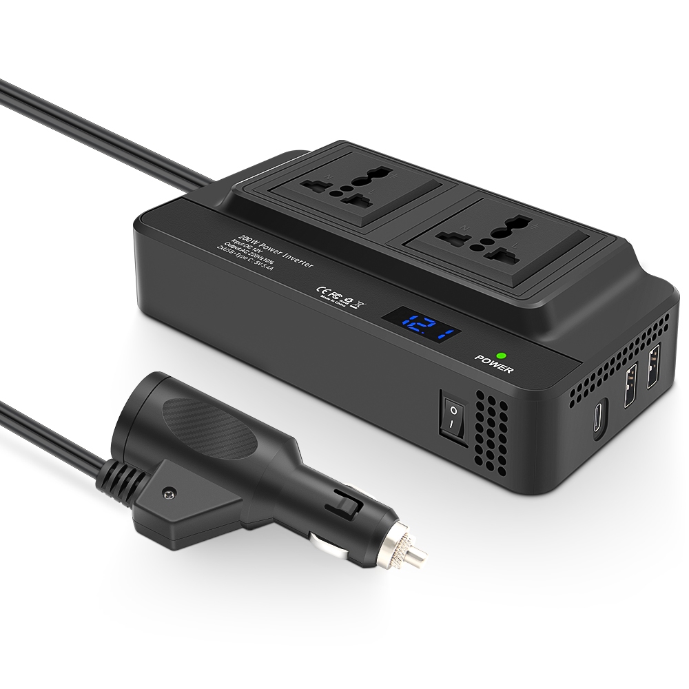 Tẩu Sạc Nhanh 200w Chuyển Đổi Điện Áp dc 12v Sang ac 220v Cho Điện Thoại pd2.0