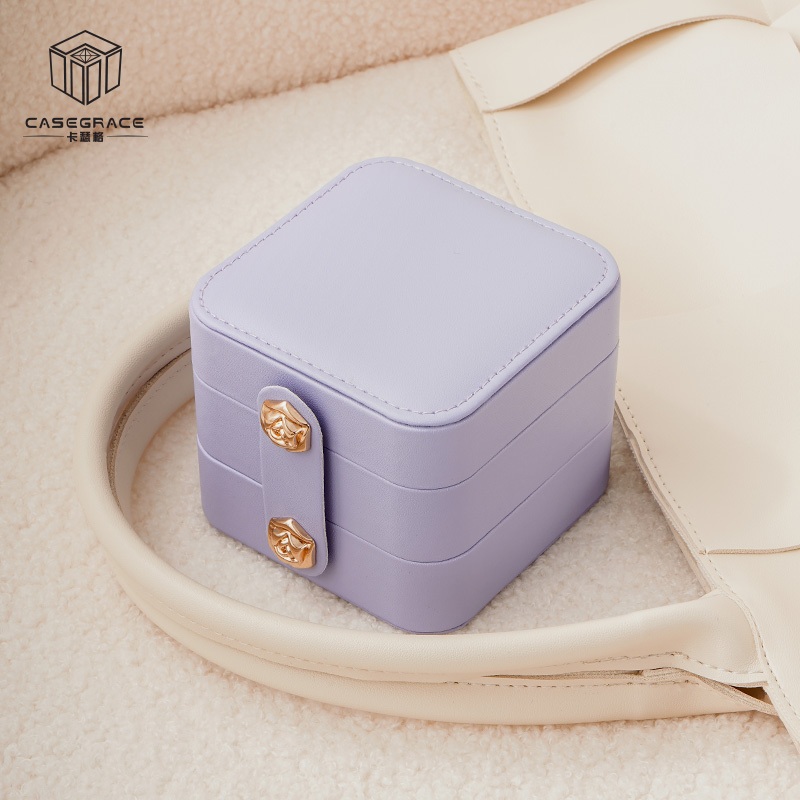 Casegrace Hộp Đựng Trang Sức Bằng Da Hai Tầng Tiện Dụng
