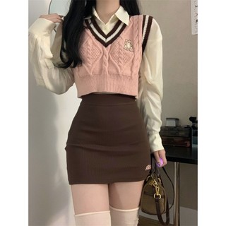 Áo Len Không Tay Cổ Chữ v Form Rộng Phong Cách Hàn Quốc