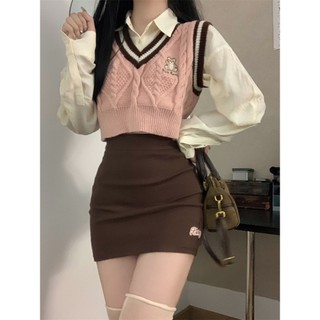 Áo Len Không Tay Cổ Chữ v Form Rộng Phong Cách Hàn Quốc