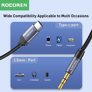 Cáp Rocoren Aux USB Type C sang Giắc cắm âm thanh 3,5mm Bộ chuyển đổi loa cho điện thoại Tai nghe ô tô Bộ chuyển đổi máy tính Dây