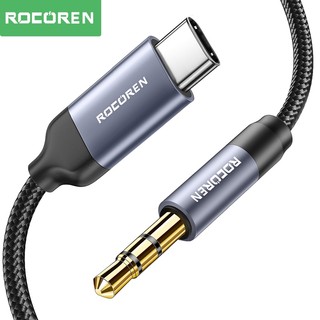 Cáp Rocoren Aux USB Type C sang Giắc cắm âm thanh 3,5mm Bộ chuyển đổi loa cho điện thoại Tai nghe ô tô Bộ chuyển đổi máy tính Dây