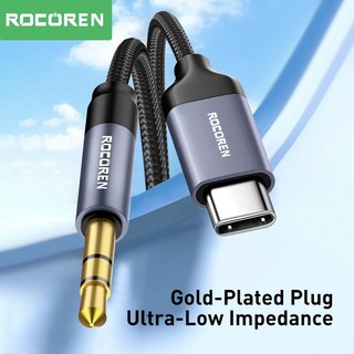 Cáp Rocoren Aux USB Type C sang Giắc cắm âm thanh 3,5mm Bộ chuyển đổi loa cho điện thoại Tai nghe ô tô Bộ chuyển đổi máy tính Dây