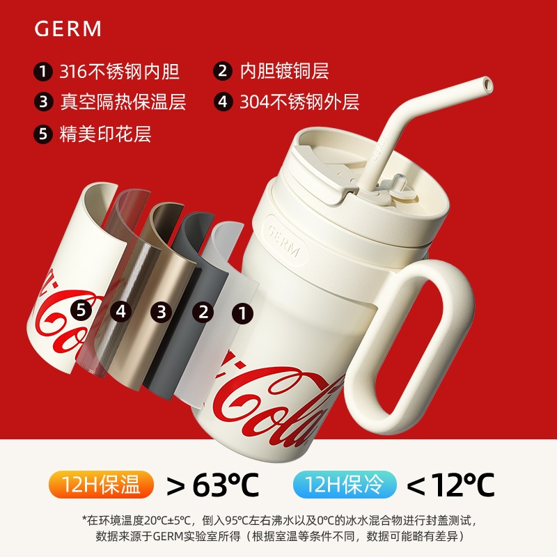 Ảnh STRAW CUP Germ capacity 750/1100ml 316 grade stainless steel material Coca Cola Co branded 3