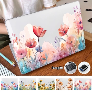 Ốp In Hoa Màu Nước Có Phim Bàn Phím Cho 2026 Macbook Neo Pro14 16 M5 A3434 A3428 Air M5 13,6 A3449 Air15 A34448 Air M1 2020 A2337 A2179 A1932 Pro13 M1 M2 A2338 Air13.3