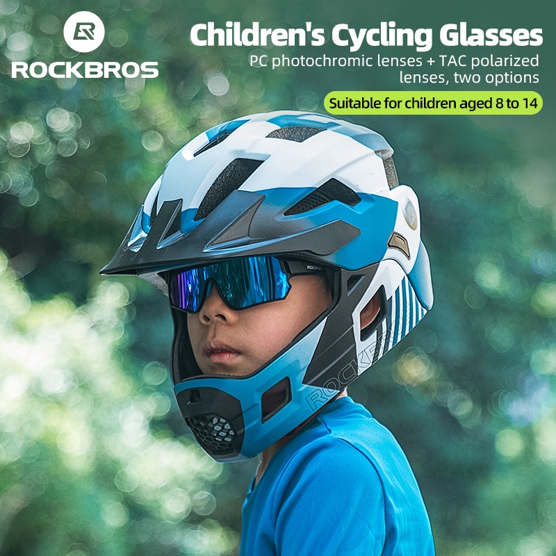 ROCKBROS Đi Xe Đạp Kính Mát Trẻ Em Kính Phân Cực Photochromic Chống Gió Chống Cát Xe Đạp Kính Mát Thể Thao Ngoài Trời