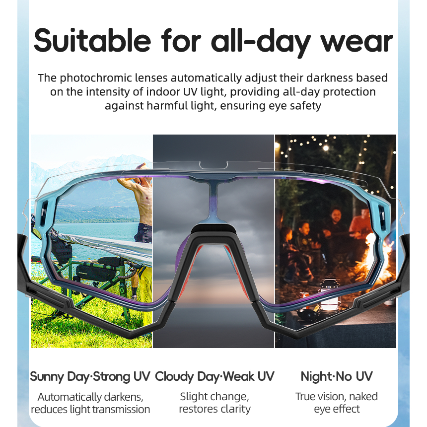 ROCKBROS Đi Xe Đạp Kính Mát Trẻ Em Kính Phân Cực Photochromic Chống Gió Chống Cát Xe Đạp Kính Mát Thể Thao Ngoài Trời