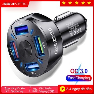 Tẩu sạc nhanh ô tô SEAMETAL 4 cổng QC 3.0 PD 66W QC3.0 có đèn LED