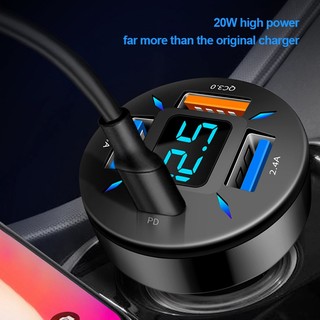 Tẩu sạc nhanh ô tô SEAMETAL 4 cổng QC 3.0 PD 66W QC3.0 có đèn LED