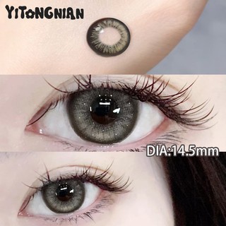 Yi tong nian 2023 kính áp tròng màu mới 14,5mm kính cận thị mềm sinh viên nữ làm đẹp mắt đồng hành 0,00 ~ -8,00 độ