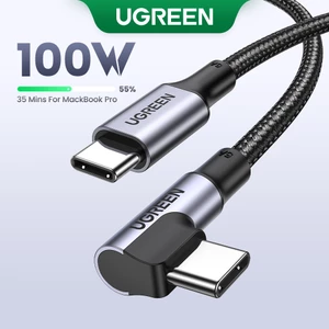 Cáp UGREEN 100W 5A USB C sang USB C Góc phải PD Sạc nhanh Loại C Cáp dữ liệu nguồn 90 độ
