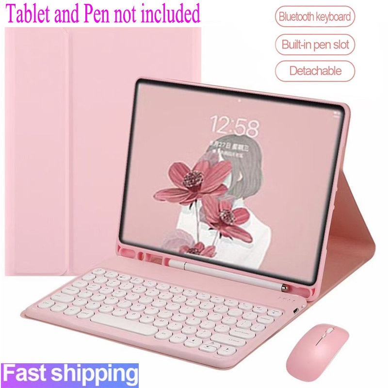 Ốp Lưng Có Bàn Phím Cho Samsung Galaxy Tab S6 Lite A8 A9 A9 + A11 A11 + S9 + S9 FE S10 FE S10 lite S9 FE + S7 FE Vỏ Chuột Bàn Phím Bluetooth Không Dây Từ Tính