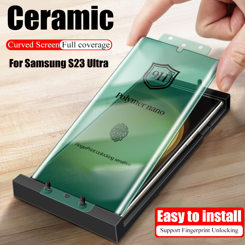 Màn Hình Cong Full Cover Gốm Cho Samsung Galaxy S26 S25 S24 S23 S22 S21 S20 Note 20 Ultra 10 Plus S26 + S25 + Full Keo Bảo Vệ Màn Hình Không Kính