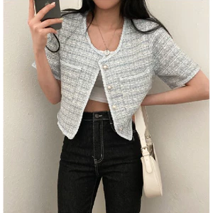 SUXI Áo Khoác Blazer Ngắn Tay Dáng Ôm Kiểu Vintage Thời Trang Mùa Hè Cho Nữ