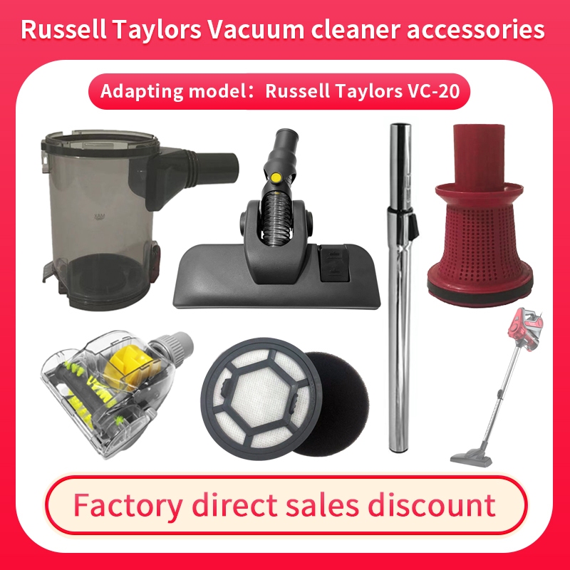 Tương thích với Russell Taylors VC-20 Phụ kiện máy hút bụi Bàn chải sàn Cốc bụi lốc xoáy Bộ lọc HEPA Bàn chải chăn ga gối Thanh nối dài Ống kim loại