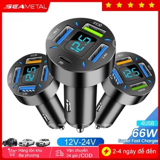 Tẩu sạc nhanh ô tô SEAMETAL siêu nhanh 3.0 4 cổng 66W pd qc3.0 có led cho xe hơi