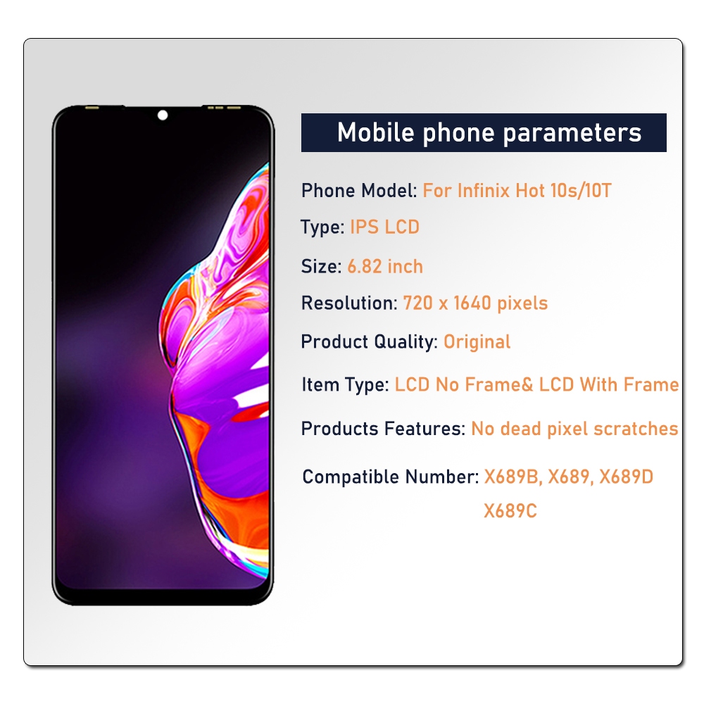 Dành Cho Infinix Hot 10s X689B X689D X689 Màn Hình LCD Lắp Ráp Màn Hình Cảm Ứng Bộ Số Hóa Cho Hot 10T X689C Màn Hình LCD