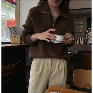 Áo Sweater Dệt Kim Tay Dài Cổ Tròn Cho Nữ