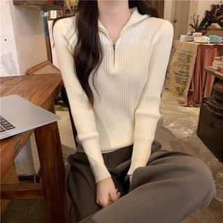 Áo Sweater Dệt Kim Tay Dài Cổ Tròn Cho Nữ