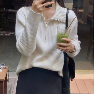 Áo Sweater Dệt Kim Tay Dài Cổ Tròn Cho Nữ