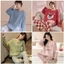 Bộ đồ ngủ vải lông cừu họa tiết hoạt hình dễ thương thời trang dành cho nữ