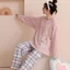Bộ đồ ngủ vải lông cừu họa tiết hoạt hình dễ thương thời trang dành cho nữ