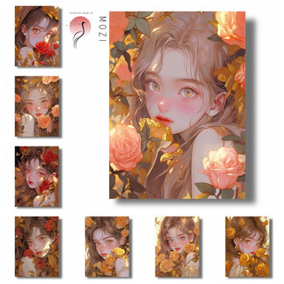 MOZI tranh tô màu theo số 40x50cm, tranh số hóa anime, sơn dầu tự làm, bộ màu acrylic, hình cô gái hoạt hình