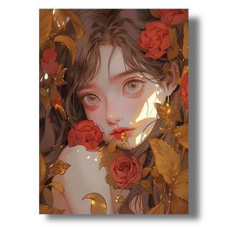 MOZI tranh tô màu theo số 40x50cm, tranh số hóa anime, sơn dầu tự làm, bộ màu acrylic, hình cô gái hoạt hình