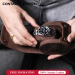 CONTACTS FAMILY  Sang Trọng Đồng Hồ Cuộn Hộp Hiển Thị Đồng Hồ Da Thật Chính Hãng Du Lịch Đồng Hồ Đeo Tay Trang Sức Túi Bảo Quản Người Tổ Chức Quà Tặng Khắc Miễn Phí — ảnh 1