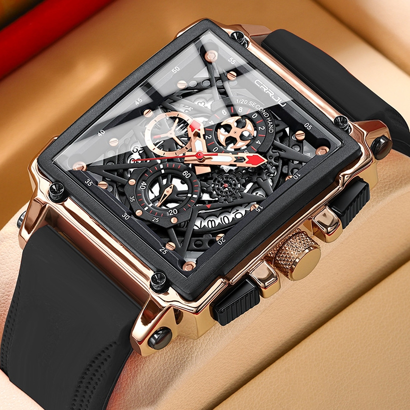 Ảnh Đồng hồ nam quartz CRRJU 2312X dây silicon đa năng chống thấm nước 1