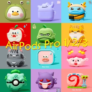 Vỏ bảo vệ tai nghe hoạt hình động vật mèo cam cho AirPods Pro/3/2/1, tương thích Gengar