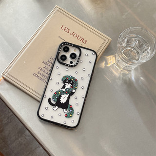 Dành Cho iPhone 17 16 15 14 Pro Max Giáng Sinh Mèo Nhỏ Đen Dành Cho iPhone 13 12 Pro Max Cứng PC Ốp điện thoại iPhone 15 Chống Sốc Cho iPhone 11 Ốp điện thoại Trong Suốt