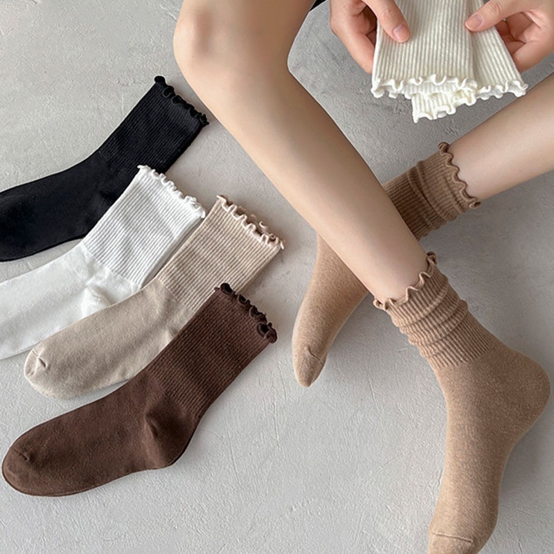 【Hà Nội】 Vớ FHYL cổ cao vừa viền ren thời trang thu đông xinh xắn dành cho nữ