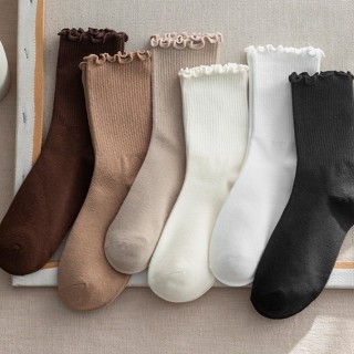 FHYL Vớ Nhún Cổ Bèo Phong Cách Vintage Hàn Quốc Thời Trang Cho Nữ