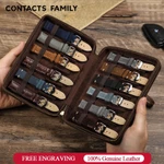 CONTACTS FAMILY Retro Da Thật Chính Hãng Dây Đeo Đồng Hồ Hộp Sắp Xếp 12 Khe Nam Dây Đeo Đồng Hồ Túi Bảo Quản Du Lịch Dây Đeo Đồng Hồ Cho Vòng Tay Apple — ảnh 1