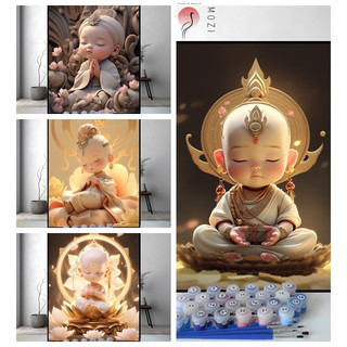 MOZI✨Đức Phật dễ thương 40*50cm tranh tô màu theo số tranh sơn dầu số hoá tranh số hóa sơn acrylic  sơn theo số tranh số hoá phật Tranh Sơn Dầu Kỹ Thuật Số diy Họa Tiết Phật Giáo Dễ Thương Trang Trí Phòng Khách Phòng Ngủ