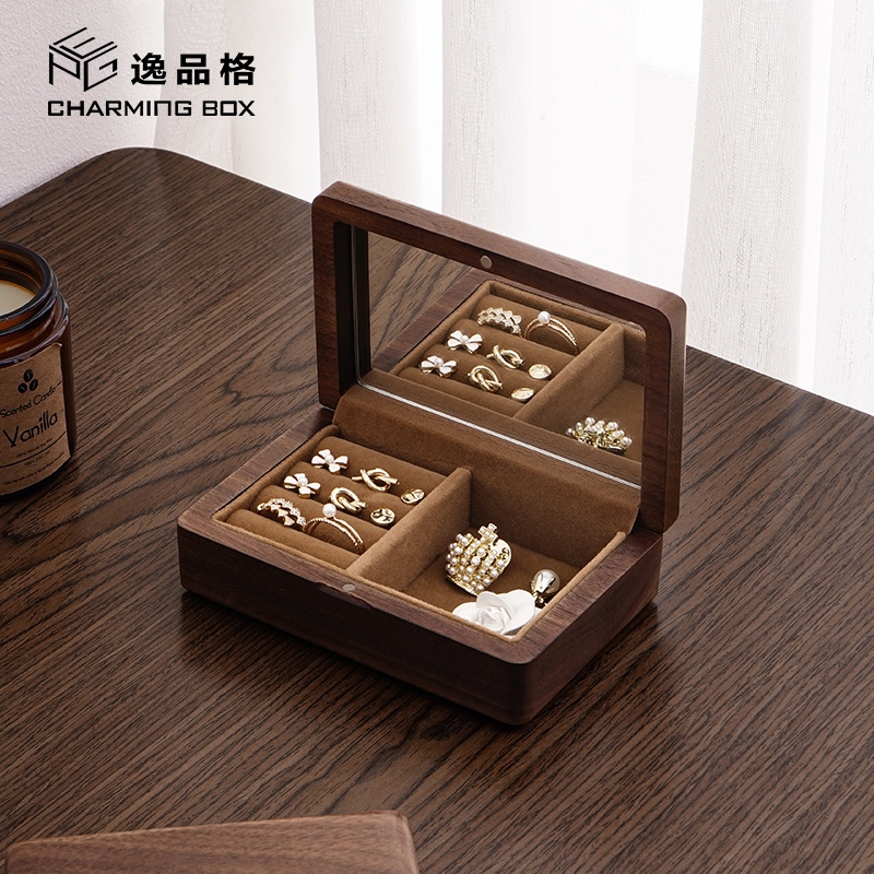 Casegrace Hộp Đựng Trang Sức Bằng Gỗ Có Gương Tiện Dụng