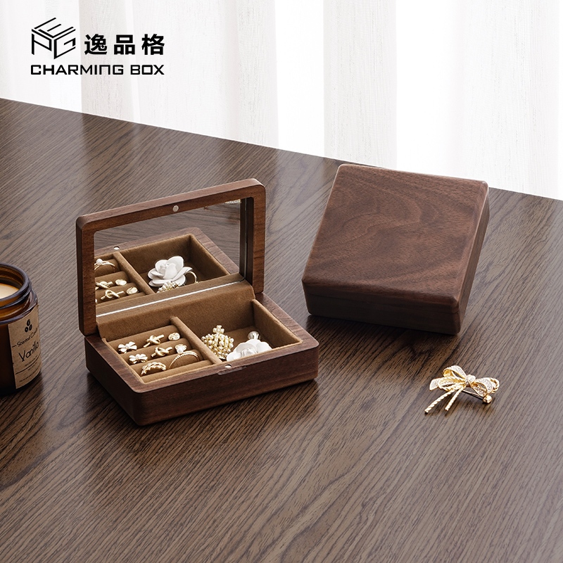 Casegrace Hộp Đựng Trang Sức Bằng Gỗ Có Gương Tiện Dụng
