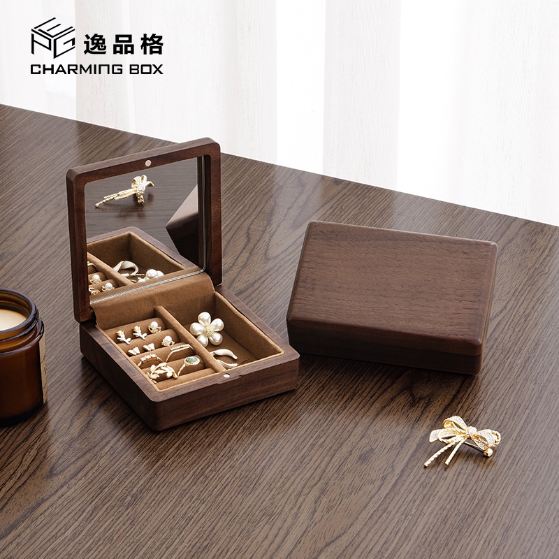 Casegrace Hộp Đựng Trang Sức Bằng Gỗ Có Gương Tiện Dụng