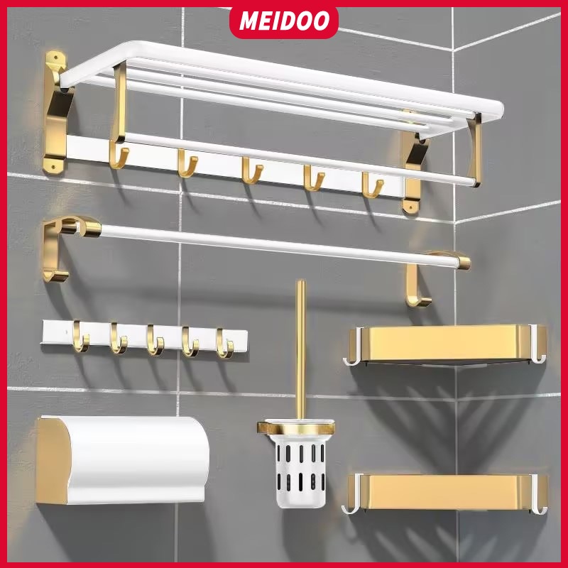 Ảnh Meidoo Phòng không khoan Khăn Rack Dày Platinum Lưu trữ Rack/Kim loại nhôm treo tường 1