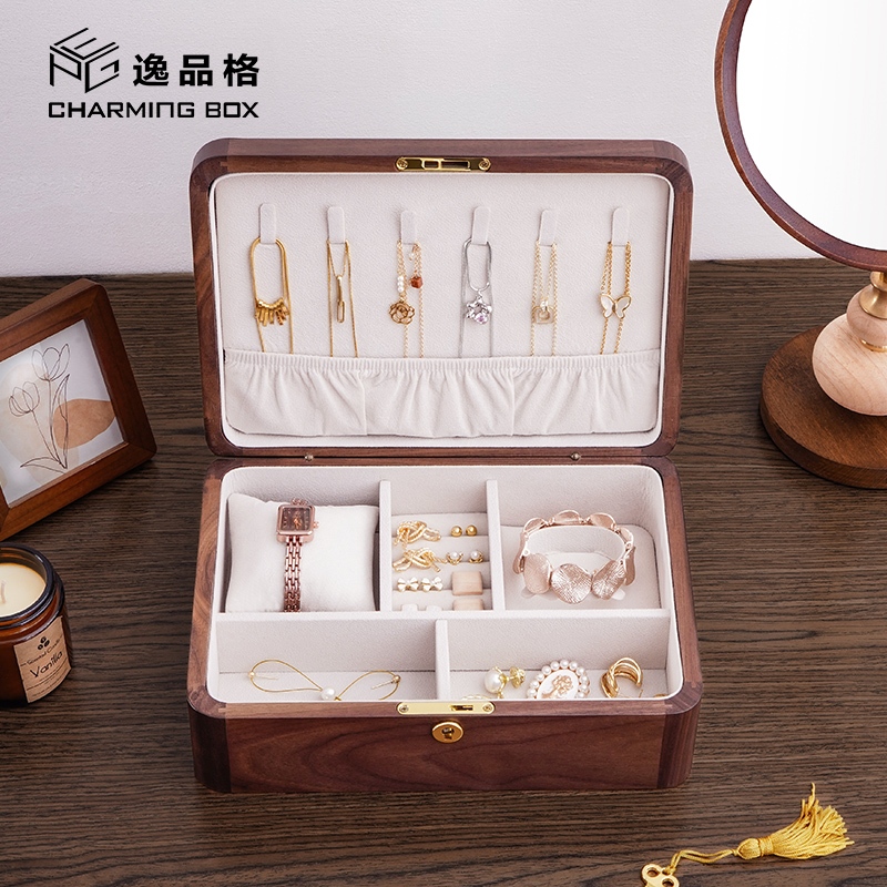 Casegrace Hộp Đựng Trang Sức Bằng Gỗ Có Khóa Và Giá Đỡ Trưng Bày Trang Sức Thanh Lịch Thân Thiện Với Môi Trường