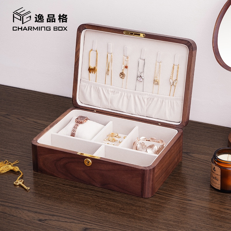 Casegrace Hộp Đựng Trang Sức Bằng Gỗ Có Khóa Và Giá Đỡ Trưng Bày Trang Sức Thanh Lịch Thân Thiện Với Môi Trường
