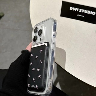 Ốp Điện Thoại Có Ngăn Đựng Thẻ Từ Tính In Họa Tiết Nơ Cho iphone15pro 15promax 14 14promax 14pro 14pro