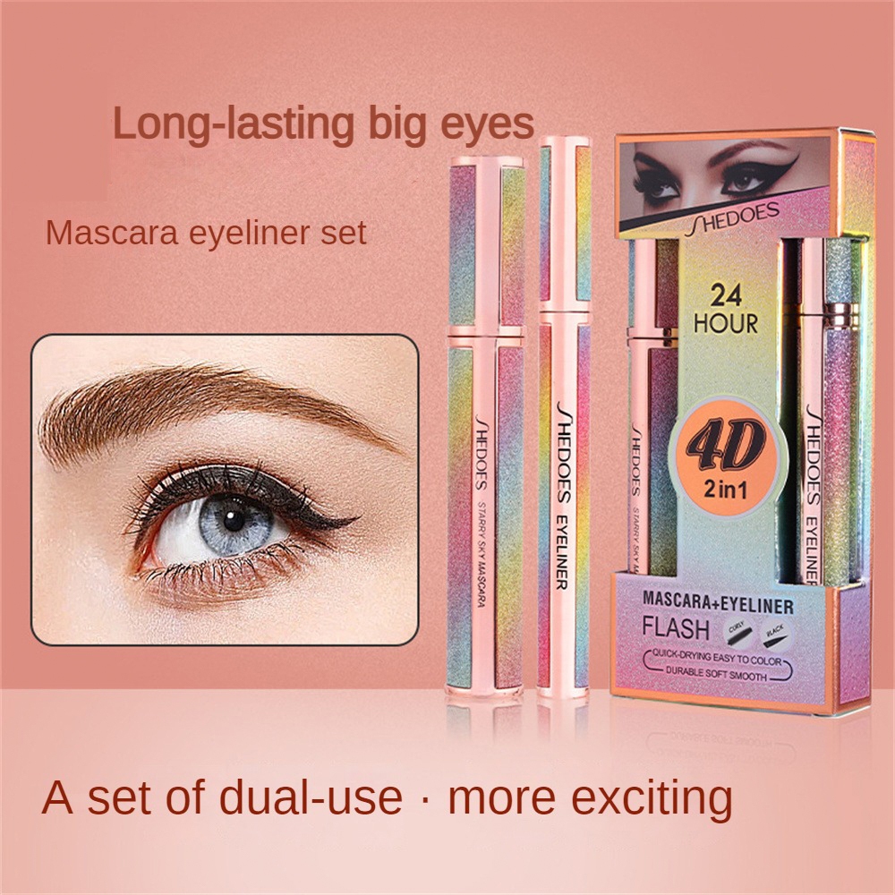 Shedoes set 2 mascara Và Bút Kẻ Mắt Dạng Lỏng 4d Không Nhòe Làm Dày Và