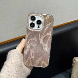 Sang Trọng Ốp Điện Thoại Hình Lông Vũ Màu gradient Cho iphone 15 pro max 14 pro max 13 pro max i13 13pro i11 12pro 12 pro max