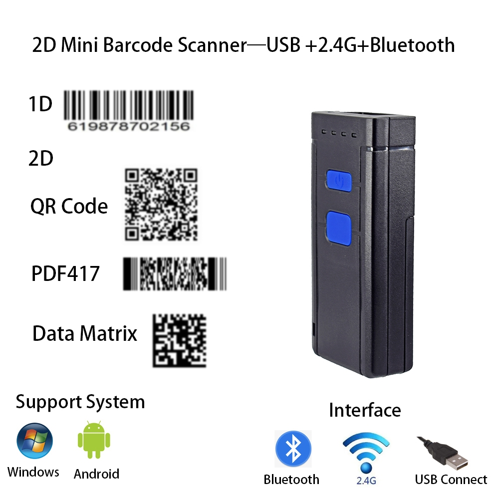 Đầu Đọc Mã Vạch qr Không Dây usb 2.4g bt mini 2d | Shopee Việt Nam