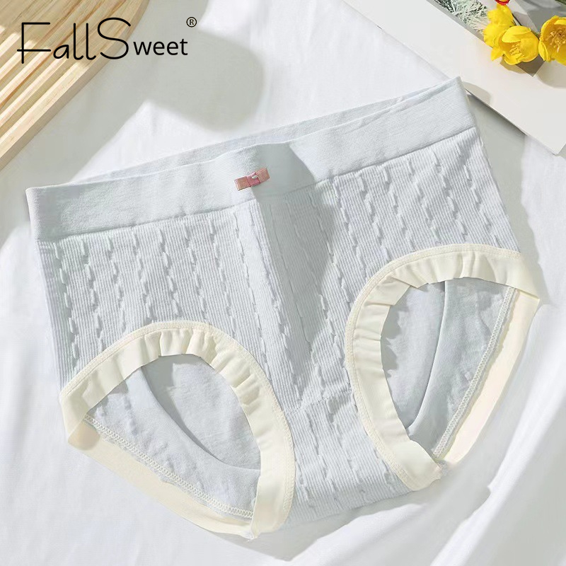 Ảnh Quần lót cotton FALLSWEET không đường may cạp vừa màu trơn thoáng khí gợi cảm cho nữ 1