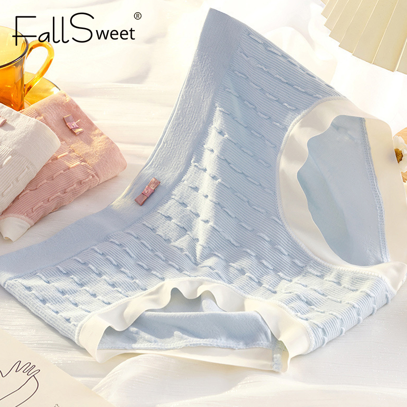 Ảnh Quần lót cotton FALLSWEET không đường may cạp vừa màu trơn thoáng khí gợi cảm cho nữ 3