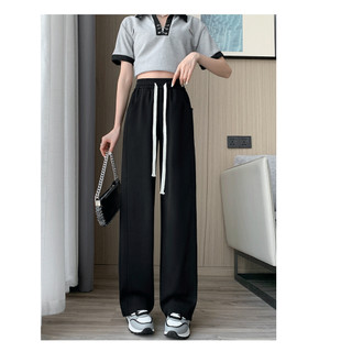 ZHELIHANGFEI Quần ống rộng Lưng Cao Màu Trơn Thời Trang Hàn Quốc Cá Tính Cho Nữ